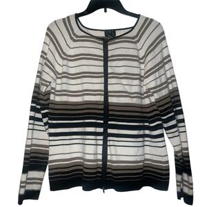 INC International Concepts striped zip-up knit cardigan